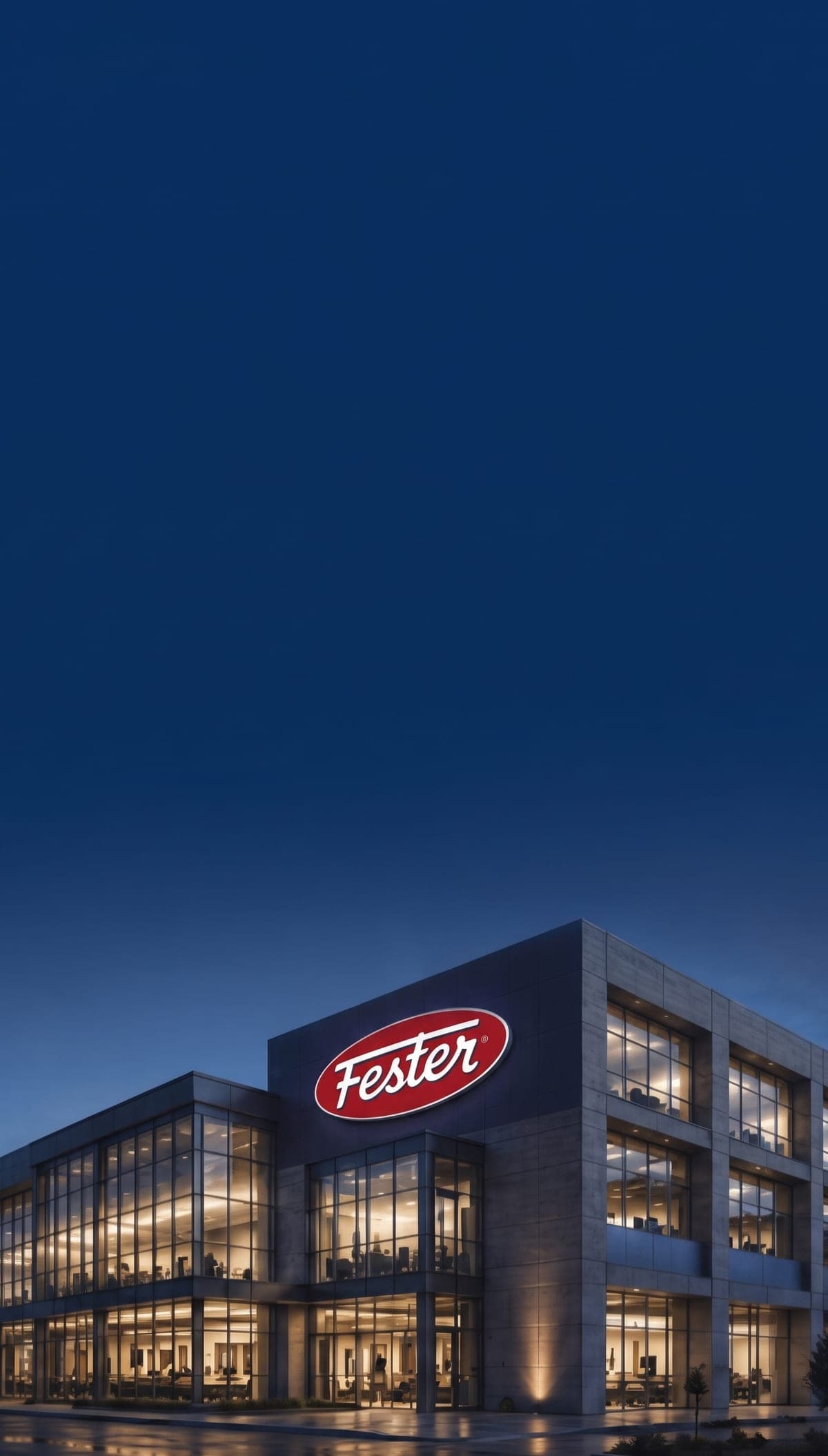 Edificio corporativo Fester al anochecer